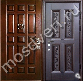 Тёмная элитная дверь в квартиру с отделкой массивом - купить от производителя Мосдвери Тёмная элитная дверь в квартиру с отделкой массивом