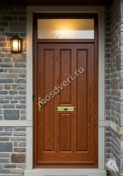 Высокая входная дверь в коттедж коричневая со стеклом - купить от производителя Мосдвери Высокая входная дверь в коттедж коричневая со стеклом